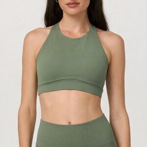 Vuori Olive Green High Neck Sports Bra